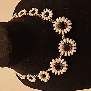 Daisy Black, White & Goldtone 16" Necklace